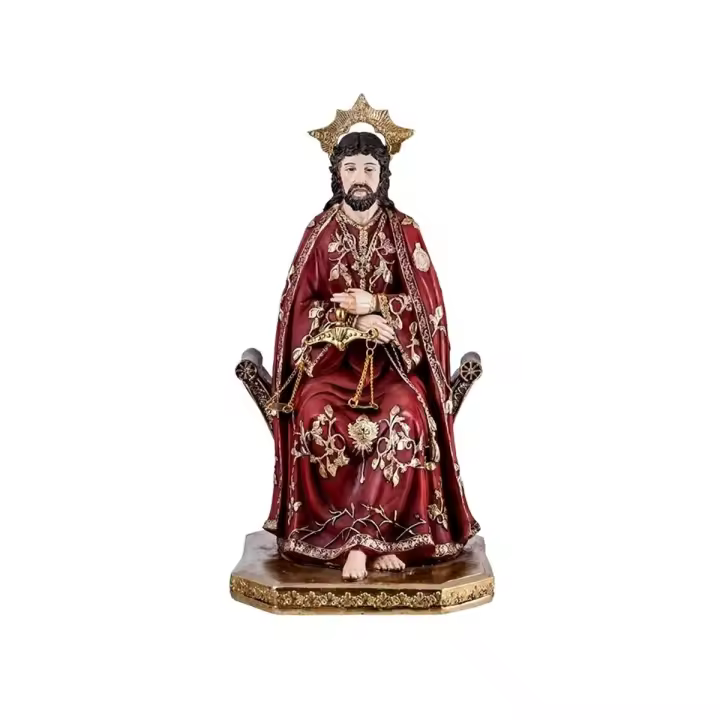 Señor de la Justicia figura 30 cm. imagen resina color sentado peana - 1