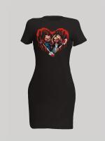 Vestido Bodycon De Primavera/Verano Con Estampado De Corazón Y Dibujos Corto Ajustado Moda Verano Vestido De Mujer Con Cuello En V Y Manga Corta - details 3
