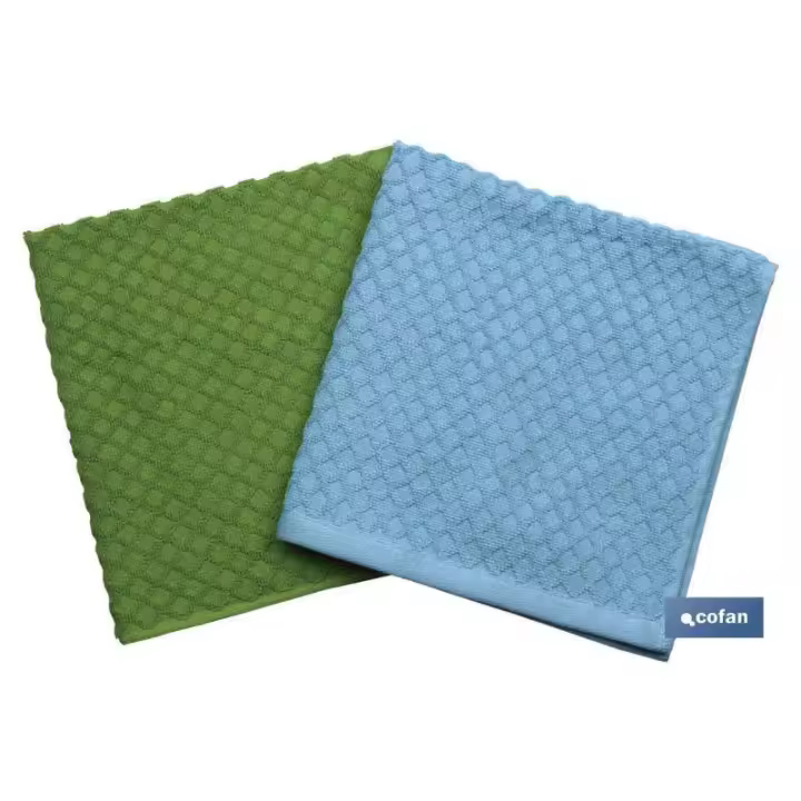 Pack 2 paños cocina 50x50 verde/azul - 1