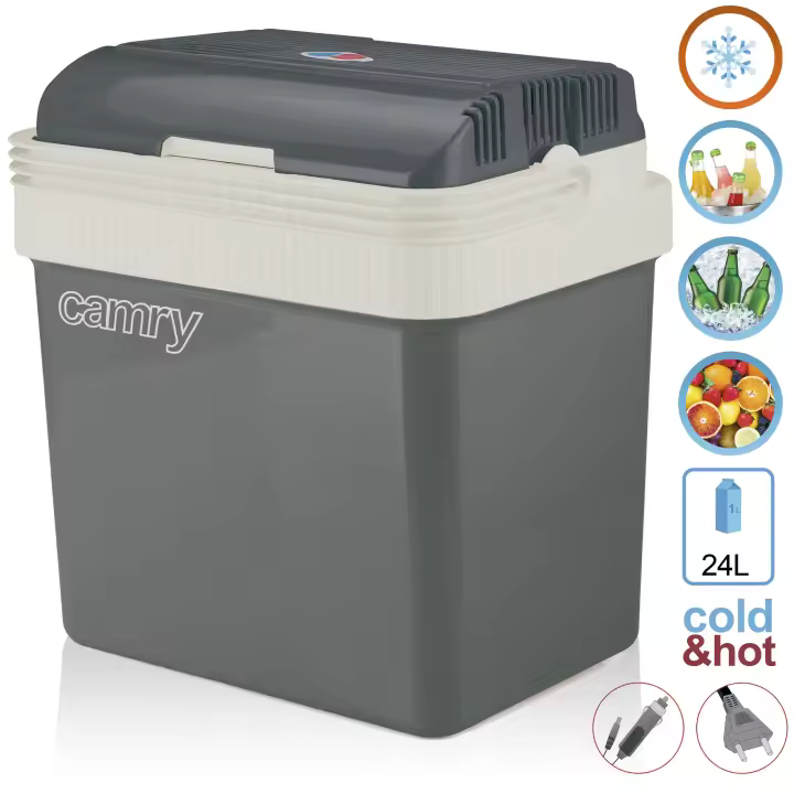 Camry CR 8065 Nevera Portátil Eléctrica, 21L, Conexión 12V y 220V, Enfria y Calienta Ideal Camping Coche, 50W, Gris - 1
