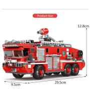 MOC Technical City Ladder Firetruck Building Blocks Set Policiales Con Camión De Agua Para Niños Juguetes De Bloques De Construcción - details 11