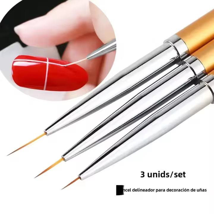 3Pcs Línea De Uñas Acrílicas Francesas Con Dibujos De Rayas Para Arte De Uñas Y Gel UV Pincel De Manicura Herramientas DIY - 1