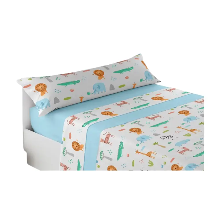Juego de Sábana poliéster de verano, 3 piezas diseño infantil/juvenil estampado fantasía y animales para camas de 90 cm - 1