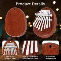 Mini Kalimba De Madera Sólida 8 Teclas Instrumento Musical Portátil Para Niños Y Adultos Principiantes Regalo De Navidad - details 0