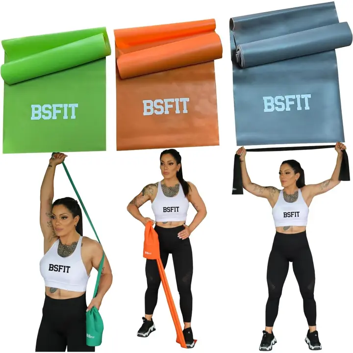 BSFIT® Bandas Elásticas Musculación (3 Unidades), TPE, 1.2M/2M Bandas 3 Niveles Resistencia - 1