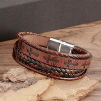 Pulsera De Cuero Para Hombre 2023 Nuevo Logo Cruzado Vintage Hecha a Mano Hip-Hop Punk Joyería De Mano Regalos Dropshipping - details 5