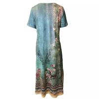 Vestido Largo Elegante Para Mujer Con Estampado Allover Manga Corta Y Rotura Para Primavera Verano Vestido De Fiesta Casual - details 23
