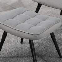Sillón with taburete, Sillón reclinable, Sillón tapizado, Sillón de TV con aspecto aterciopelado, Silla de comedor, Capacidad de carga 120 kg Tapizado en gris Claro, Estilo... - details 2