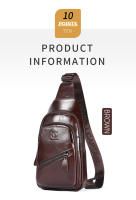 BULLCAPTAIN Bolsa De Pecho Para Hombre 2023 Cuero Genuino Gran Capacidad Casual Estilo Clásico Con Cierre De Cremallera Y Hebilla - details 10