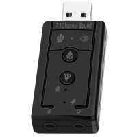 Ociodual Tarjeta de Sonido Externa USB 2 Conectores Mini Jack 3.5mm Panel Volumen Ajustable Silencio Altavoz Micrófono Negro - details 5