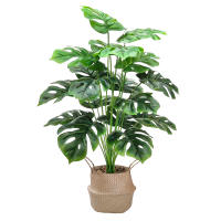 Planta Artificial De Monstera Grande 70cm Con 18 Hojas De Palma Falsa Para Decoración De Jardín Y Habitaciones Material Plástico Verde - details 4