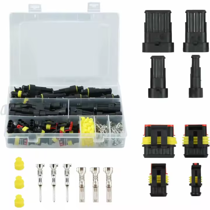 352 Piezas Conector Automotriz, Conector Eléctrico de Coche a Prueba, Sellado Enchufe de Conexión Rápida Impermeable, 1/2/3/4 Pines Kit de Conexión de Cable Automotriz para Coche Moto Camión Scooter - 1