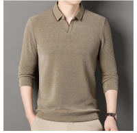 Camisa Polo De Lana De Color Sólido Para Hombre Primavera Otoño Cuello En Escalera De Lujo Calidad Diseño Casual Top De Manga Larga - details 12