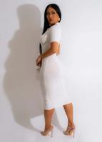 Vestido De Crochet Para Mujer De Corte Bodycon Con Manga Regular Y Cuello En V Vestido Fino Y Ajustado De Pierna Para Calle Moda Hipster - details 5