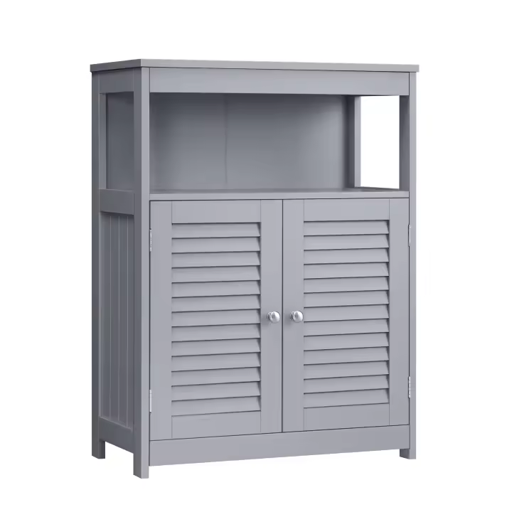 VASAGLE Armario del Baño, Mueble Baño, Armario de Cocina, Organizador con Compartimiento Abierto, Armario Almacenaje con 2 Puertas, 30 x 60 x 80 cm, Gris Paloma - 1