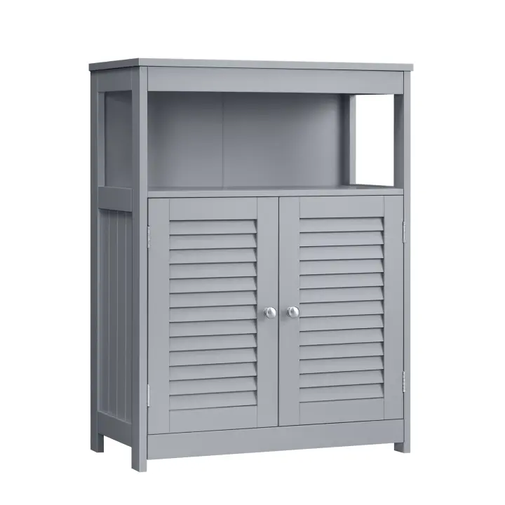 VASAGLE Armario del Baño, Mueble Baño, Armario de Cocina, Organizador con Compartimiento Abierto, Armario Almacenaje con 2 Puertas, 30 x 60 x 80 cm, Gris Paloma - 1