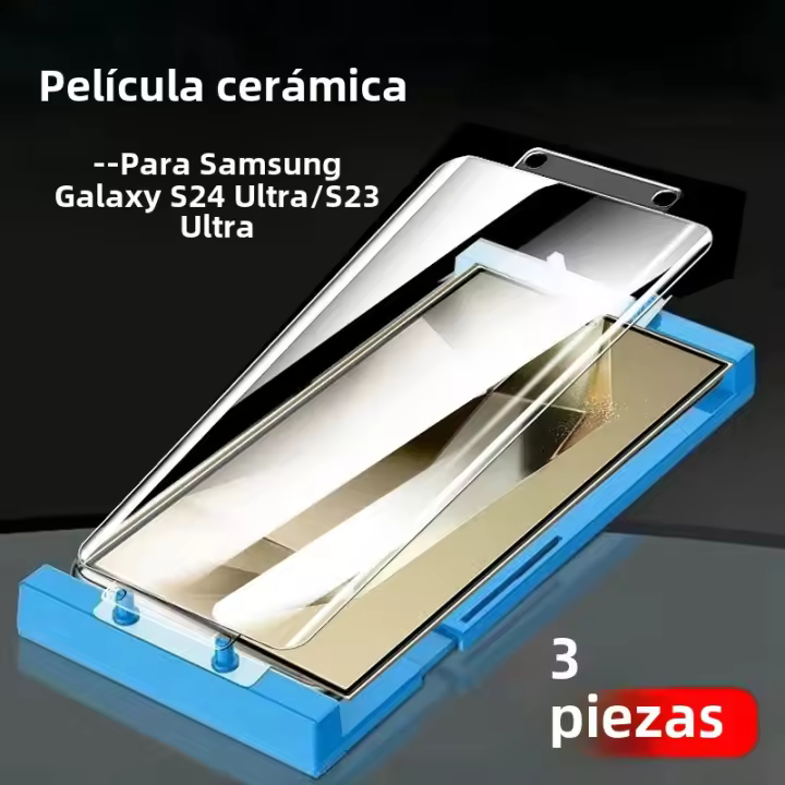 Protector De Pantalla Cerámico 3PCS Para Samsung Galaxy S24 Ultra Curvo Película Protectora Fácil Instalación Anti-Arrugas Y Anti-Rotura - 1