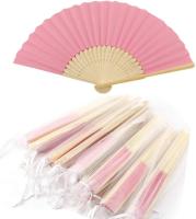Abanico de Tela Abanico Decoración plegable Bambú Ventilador Banquete de Boda Regalo del favor del Partido con El Bolso del organza (Rosa, 10 piezas) - details 3