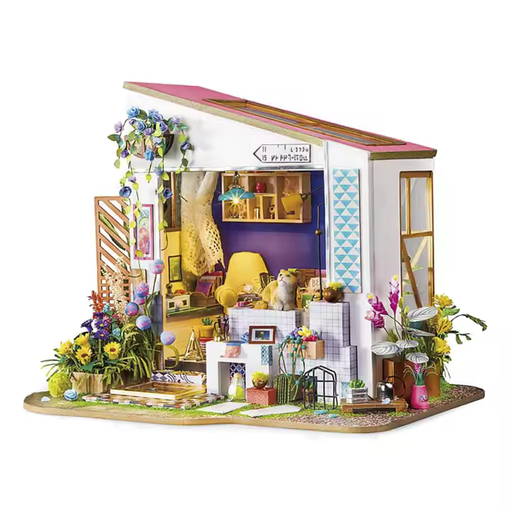 DAM. Porche de lilys. Casa de muñecas maqueta de madera para pintar y montar. 23,3x27,1x22cm - 1