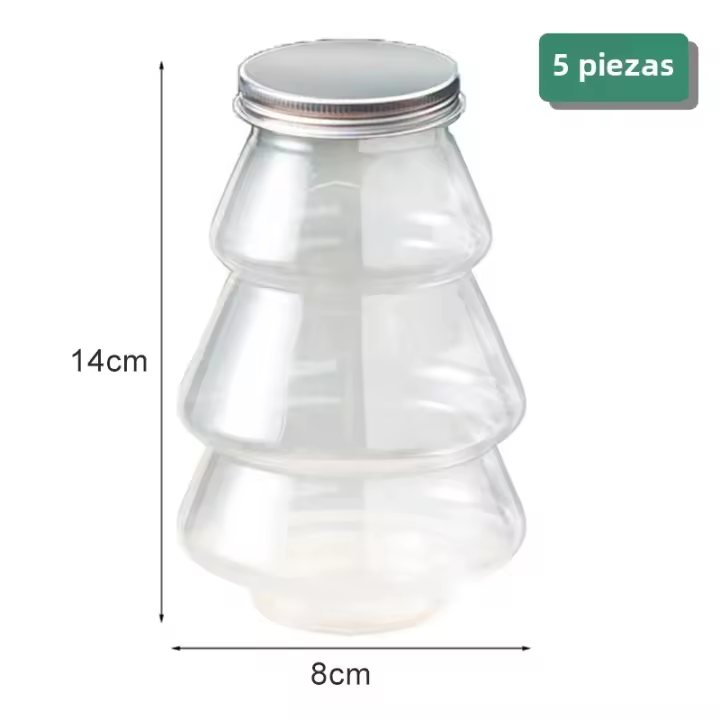 Juego De Botellas De Almacenamiento Ecológicas De Plástico Para Regalos De Navidad Y Año Nuevo Jarra Dulces Para Niños Caja De Decoración De Pastelería Y Chocolate Capacidad 401-500ml - 1