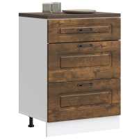 vidaXL Mueble bajo de cocina Kalmar madera de ingeniería en color Gris sonoma/Blanco/Roble Sonoma y más | almacenamiento funcional diseño moderno para baño dormitorio sala - details 8