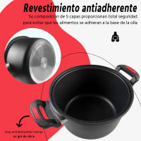 Olla de Cocción Lenta XSQUO Vital Tools 5L - Ahorro de Energía 70% - Compatible con Cocinas de Gas, Eléctricas e Inducción - Revestimiento Antiadherente - Para hasta 8 Comensales - details 4