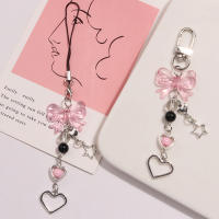 Llavero De Teléfono Gótico Y2K Con Corazón Y Estrella Para Mujeres Y Niñas Accesorio Lindo De Cadenilla De Bolso Kawaii Material Plástico Y Aleación De Zinc - details 7