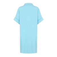 Vestido Elegante De Verano Para Mujer Con Cuello En V Y Mangas Cortas Botones Y Cuello Encogible Vestido De Oficina Para Dama Con Estilo Robe - details 16