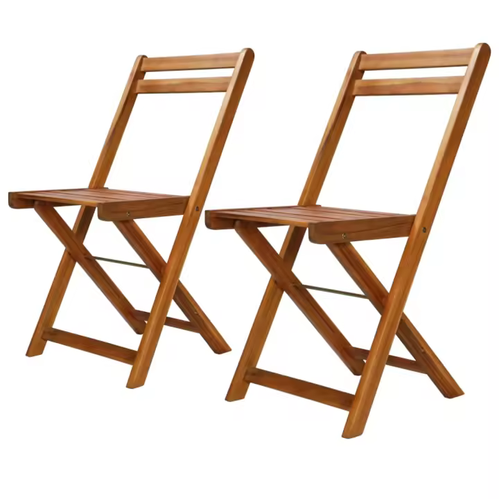 vidaXL Sillas de bistró 2 unidades madera maciza de acacia - 1