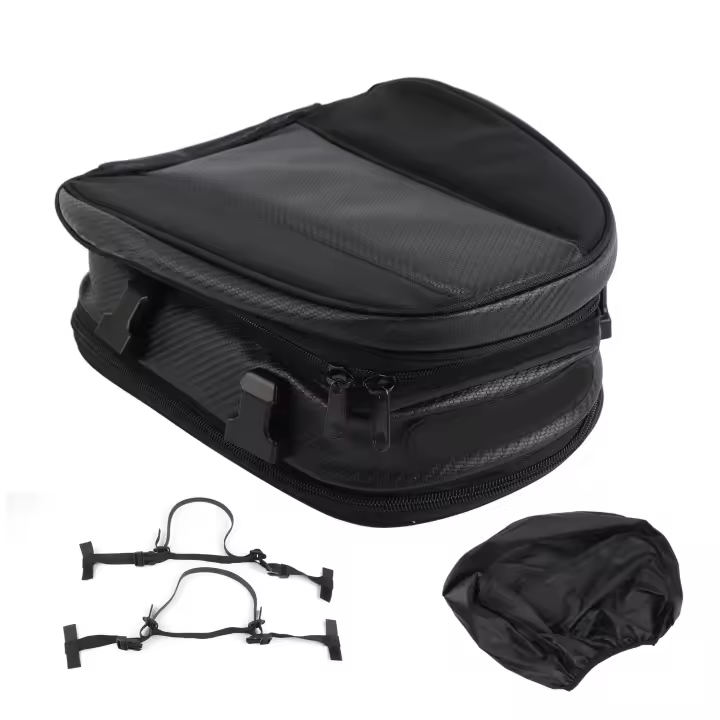 Bolsa De Sillín Para Motocicleta Impermeable De Alta Capacidad Con Cubierta De Lluvia Bolsa De Equipaje Para Casco De Tela Oxford VBESTLIFE - 1