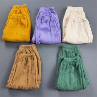 Pantalones Harem De Algodón Para Niños Y Niñas Estilo Casual Color Sólido Transpirables Verano Cierre Elástico Talla True Fit - details 2