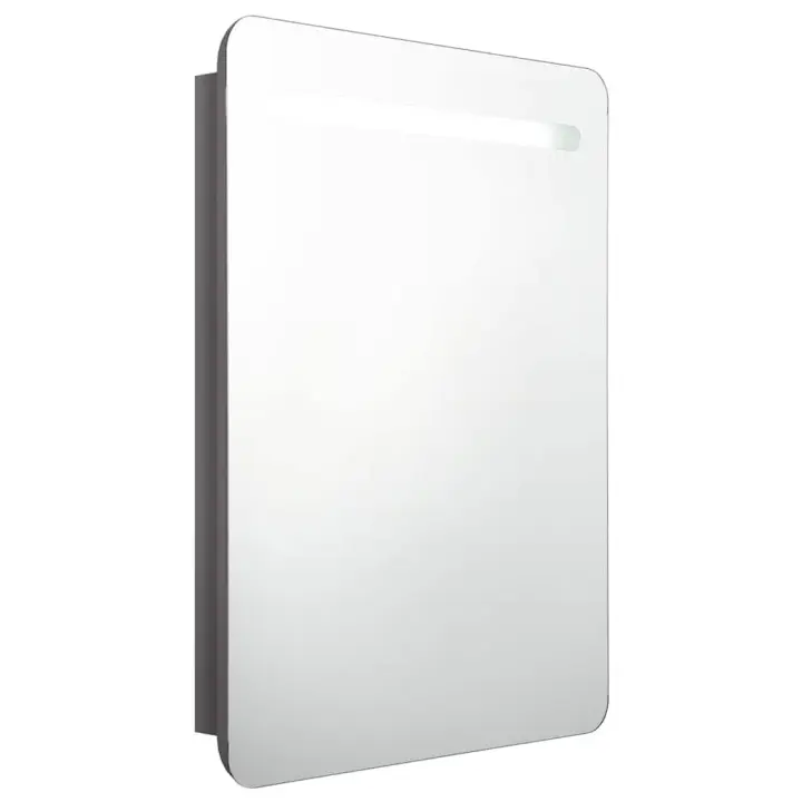 Armario de baño con Espejo LED gris brillante 60x11x80 cm - 1