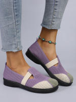 Zapatos Planos De Mujer Color Bloqueado Sencillos Y Moda Transpirables Para Primavera Y Otoño Cierre SLIP-ON Cómodos Y Prácticos - details 6