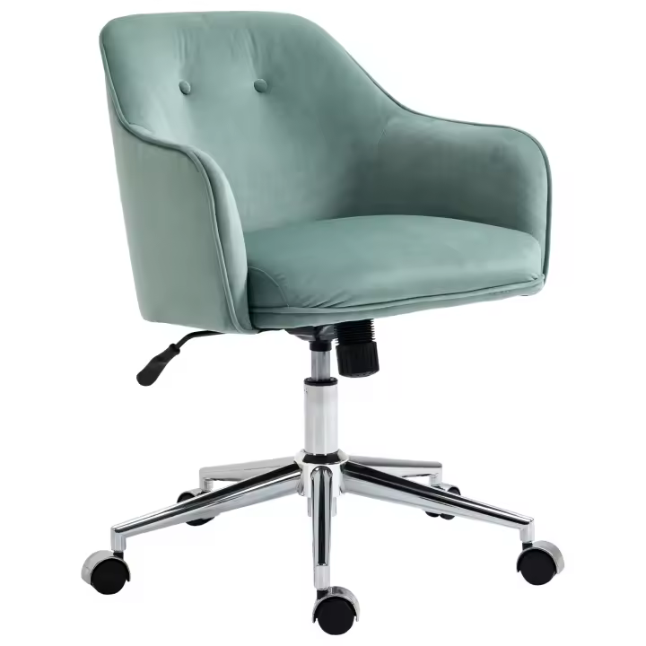 Vinsetto Silla de Oficina con Función Mecedora Silla de Oficina en Casa Silla de Escritorio Regulable en Altura Ruedas Ergonómicas Giratorias 360° Tacto Terciopelo Poliéster Nylon 61 x 59 x 80,5-90,5 cm - 1