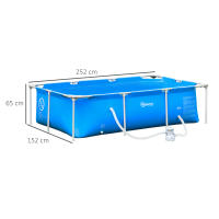 Outsunny Piscina Desmontable Tubular 252x152x65 cm o 292x190x75 cm con Depuradora de Cartucho 1200L/H Piscina Rectangular de Exterior para Adultos y Niños 2163L Azul - details 1