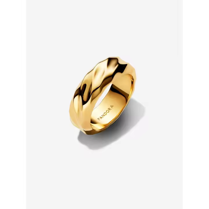 Pandora - Anillo de Banda Ancha ondulada - Baño de Oro de 14K - 1