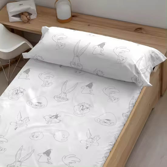BL BELUM  Bajera Looney Tunes 100% algodón , bajera ajustable muticolor, bajera de algodón suave, bajera ajustable elastica - Bajera Extrasuave, confortable y 100% MADE IN SPAIN - 1