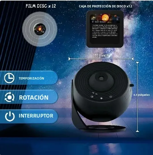 Proyector De Galaxia LED Luz Nocturna Estrellada 360° Giratorio Planetario Lámpara De Ambiente Para Decoración De Habitaciones Regalo Para Niños Y Niñas - 1
