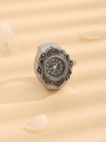 Anillo De Moda Para Hombres Y Mujeres 2pcs Diseño Multicolor De Cuarzo Negro Reloj De Pulsera Material De Acero Inoxidable - details 2