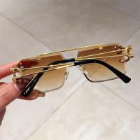 Gafas De Sol Retro Sin Marco De Arco Doble Para Hombres Y Mujeres Protección UV400 Metal Gradiente Unisex Grandes Cuadradas - details 4
