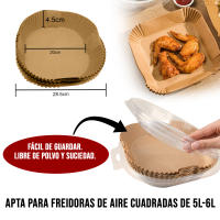 BIT . 200 UD. Papel Freidora Aire Cuadrado de 20cm o 16 cm+ Aceitera+Guantes+Dosificador Aceite de Regalo. 200 Piezas de Papel para Freidora de Aire. Papel Air Fryer Cuadrado. Moldes Papel Freidora de Aire 100% Grado Alimenticio. - details 1