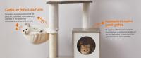Feandrea Árbol para Gatos con Arenero Oculto, Rascador Moderno 2 en 1, Casa con Palos y Pompones Movibles, Gris/Marrón Rústico - details 1