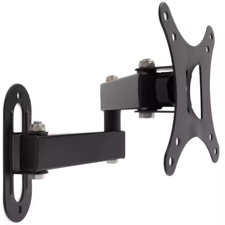 Soporte para TV de 14" - 27" articulado, Hasta 10kg de peso, Incluye 4x Tornillos VESA, 2x Tornillos, Tirafondos para anclaje de pared. Compatible VESA 75 x 75 / 100 x 100 mm - 1