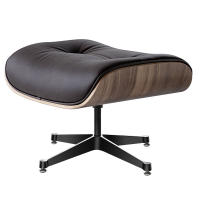 EU Stock TY304 Classic Recliner Light Walnut Armchair With Dark Brown Cowhide Black Big Head Foot 360° Swivel Lounge Chair Furniture Genuine Leather Recliner Chair Modern Lounge Chair with Ottoman for Home Living Room Office (Brown) - details 4