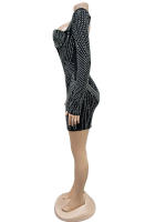 Beyprern Vestido Mini De Noche Con Diamantes Negro Elegante Y Sexy Para Fiesta Cumpleaños Y Salidas Vestido De Fiesta Con Adornos De Cristal - details 1