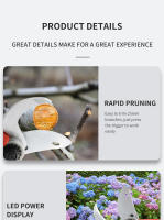 Tijeras Eléctricas De Podar Sin Cable Milwaukee 18V Motor Brushless Pantalla LED Herramienta De Jardín Para Frutas Y Bonsái - details 1