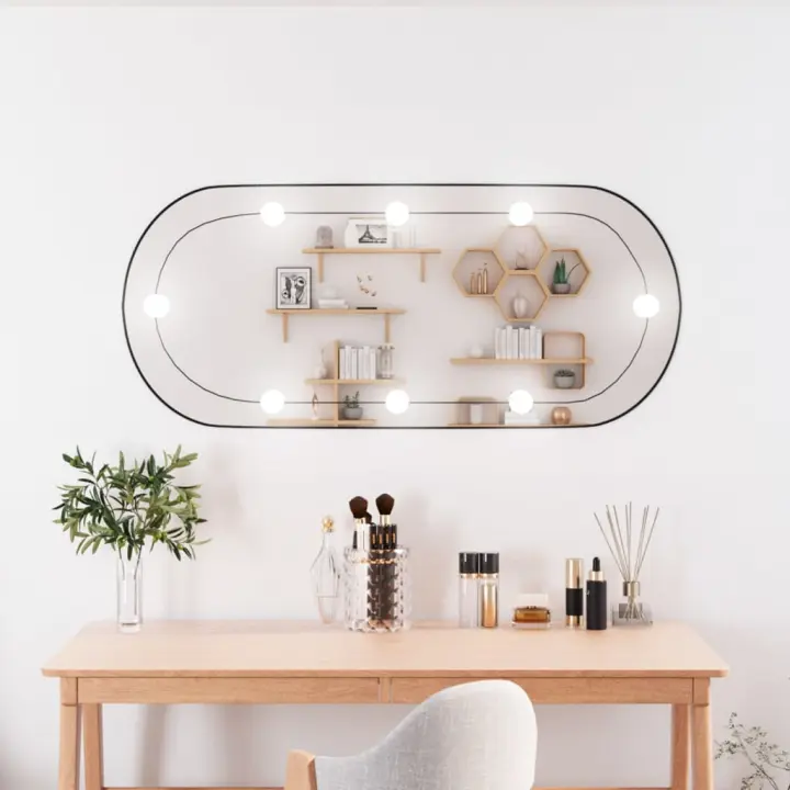 vidaXL Espejo de pared ovalado con luces LED vidrio 40x90 cm - 1