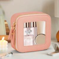 Pequeño Neceser de Viaje Transparent Mini Estuche de Maquillaje para Bolso de Cosméticos de Cuero PU Impermeable Multifuncional Organizador Rosa - details 2
