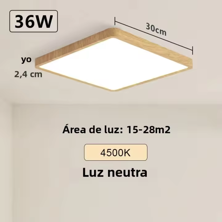 Lámpara De Techo Inteligente Tuya 36W Diseño En Madera Con Control De Voz Alexa Y Google Iluminación LED Para El Hogar - 1