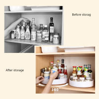 Organizador De Gabinete Giratorio De 360 Grados Para Cocina Y Baño Bandeja De Almacenamiento Antideslizante Para Especias Y Cosméticos Estante Redondo De Plástico Ecológico - details 1